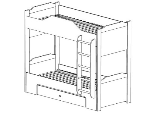 На фото чертеж двухъярусной кровати