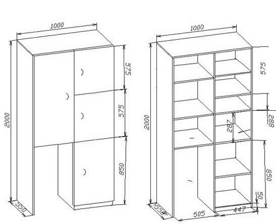 чертеж балконного шкафа