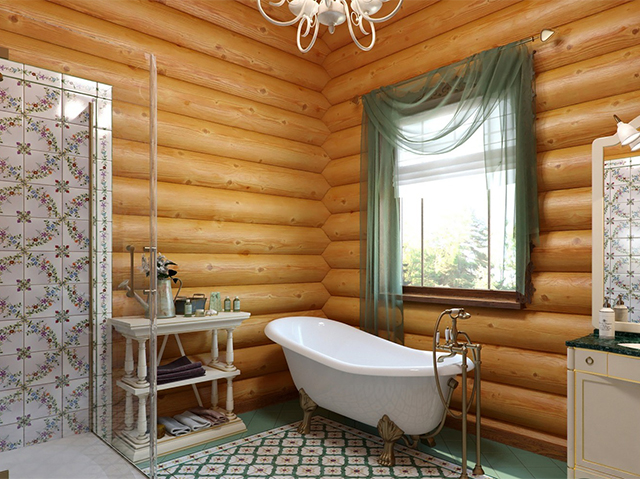 ванная в деревянном доме