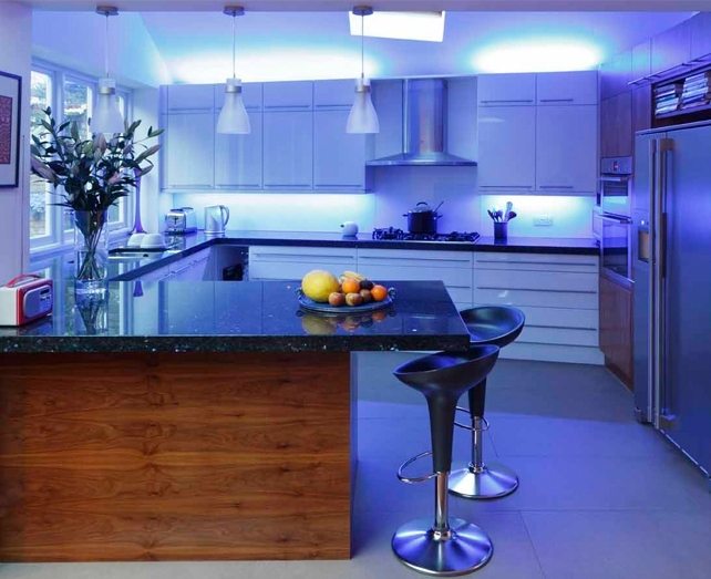 Освещение кухни светодиодные лентами