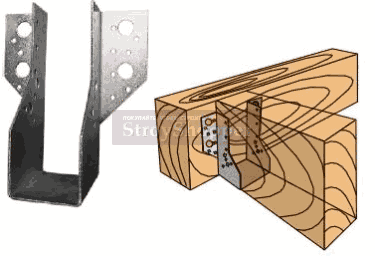 Стальной перфорированный крепеж - опора деревянной балки