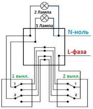 Подключение проходного переключателя