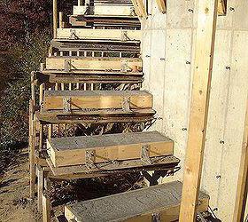 Отделка бетонных лестниц деревом