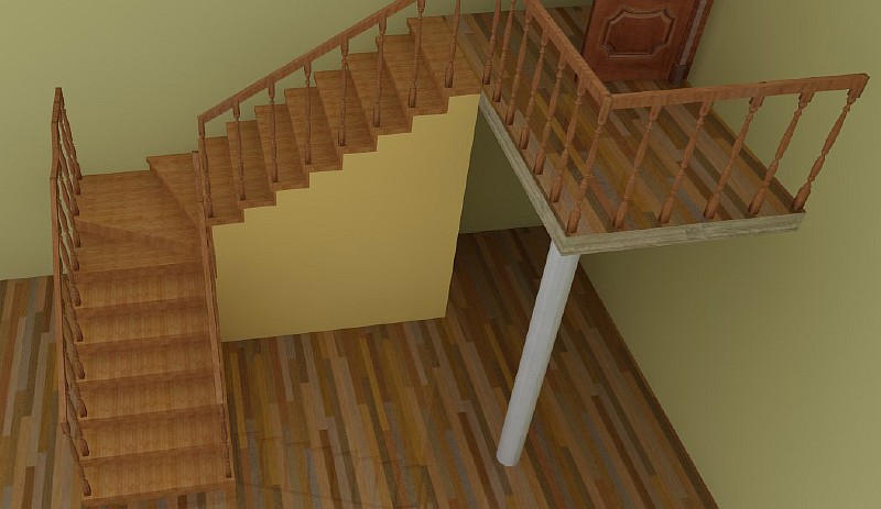 Лестница с забежными ступенями - визуализация