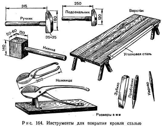 Инструменты для покрытия кровли сталью