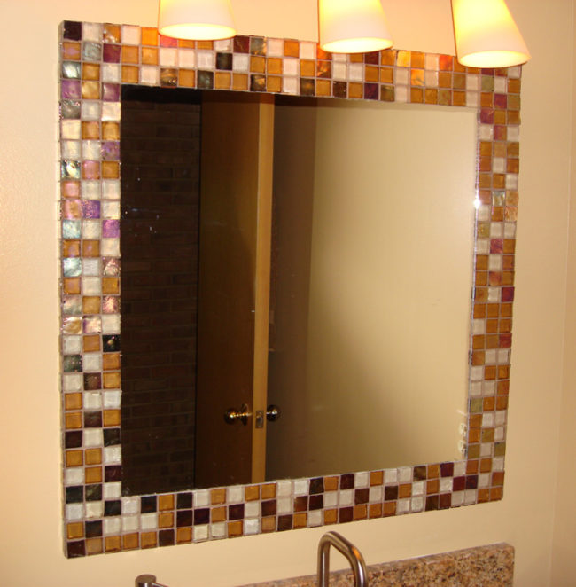 зеркало с мозаикой для ванной комнаты своими руками