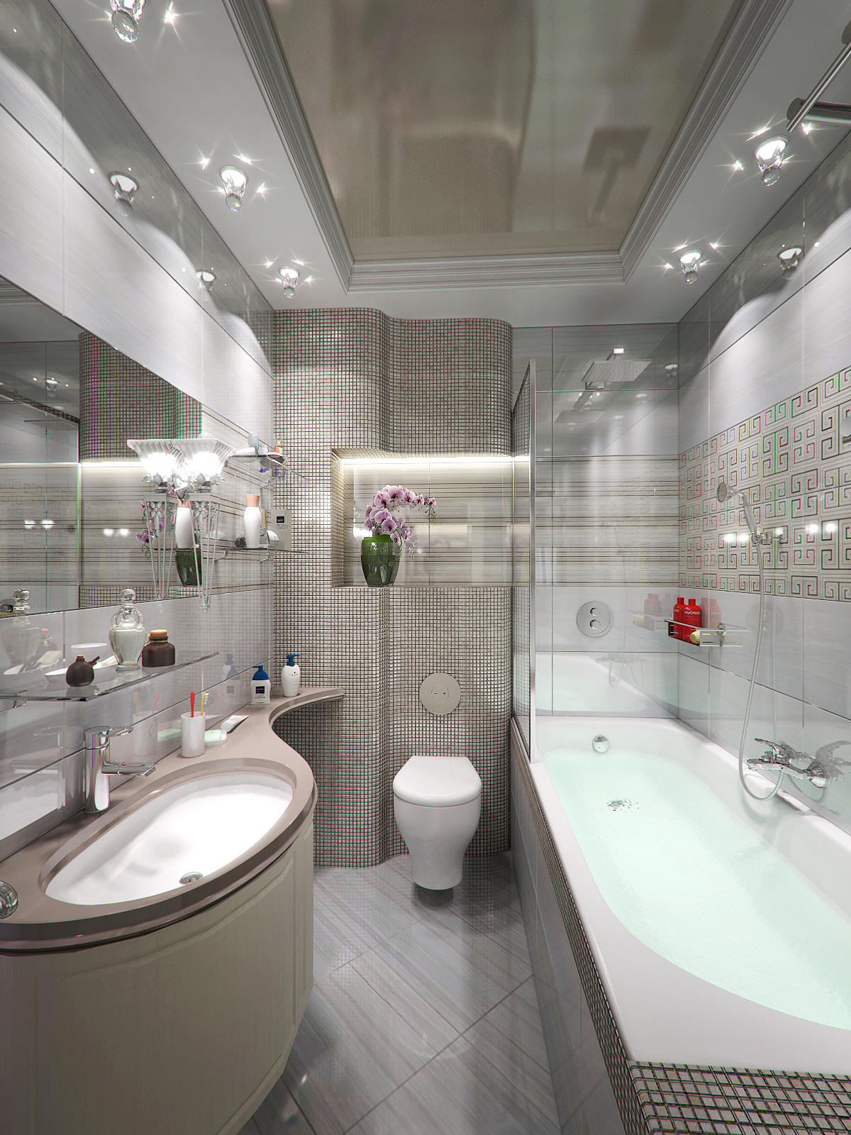 Процесс монтажа подвесного потолка для небольшого помещения, например, ванной комнаты, не занимает очень много времени и выполняется по стандартной технологии