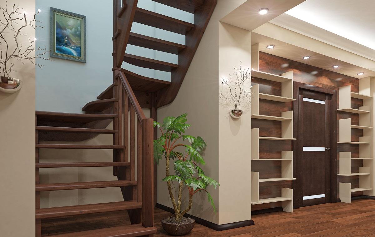 Лестницы на второй этаж могут быть изготовлены из дерева, бетона, стекла или металла 