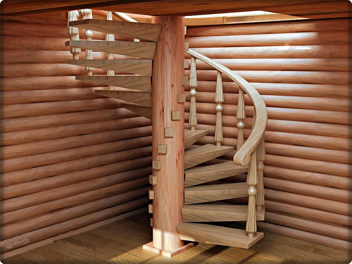 Деревянные винтовые лестницы отлично подойдут к любому стилю в оформлении помещения