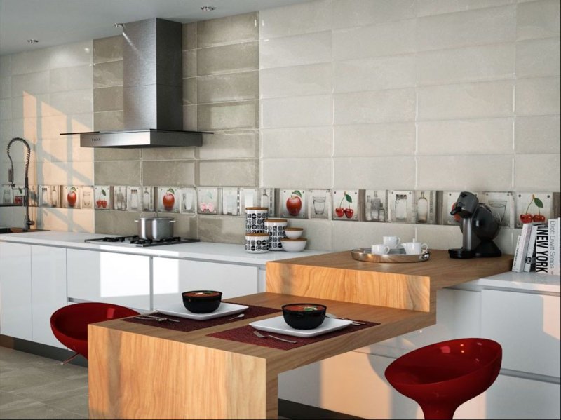 керамическая плитка в интерьере кухни 