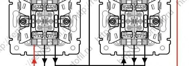 Схема подключения проходного выключателя