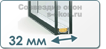 Однокамерный стеклопакет 32 мм