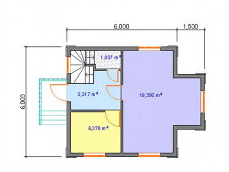 План дома из пеноблоков 6 на 6 м