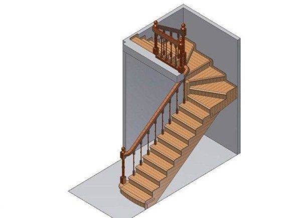 Лестница двухмаршевая с площадкой