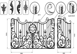 Чертеж элементов для ковки