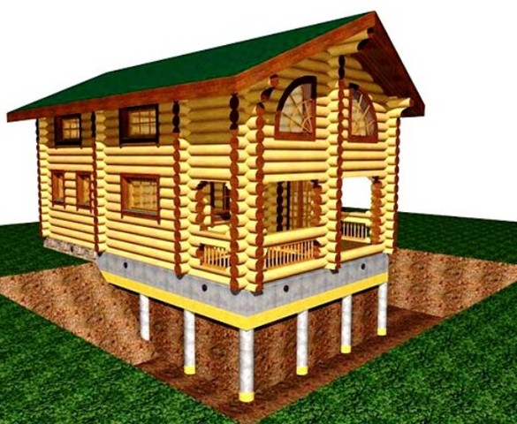 Дом из бруса на свайно-ленточном фундаменте