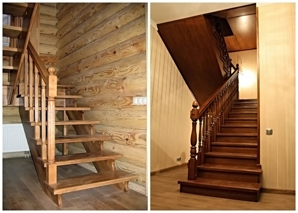Двухмаршевая деревянная лестница с площадкой своими руками