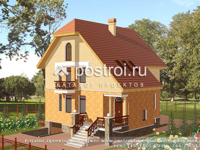 Дом с террасой и с балконом № D-254-1P