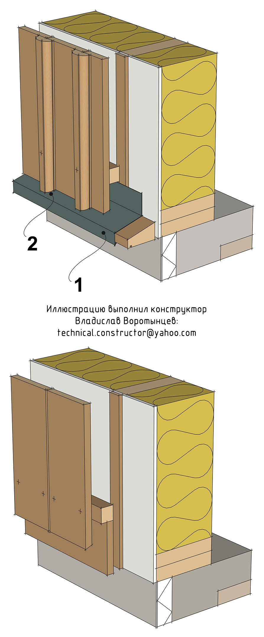  Альтернативные примеры монтажа вертикальной наружной обшивки у основания стены
