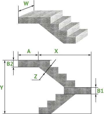 Бетонная лестница с поворотом на 180