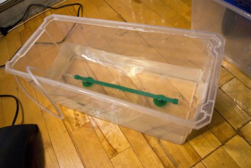 Пластиковая емкость для домашней гидропоники и аэратор на дне контейнера