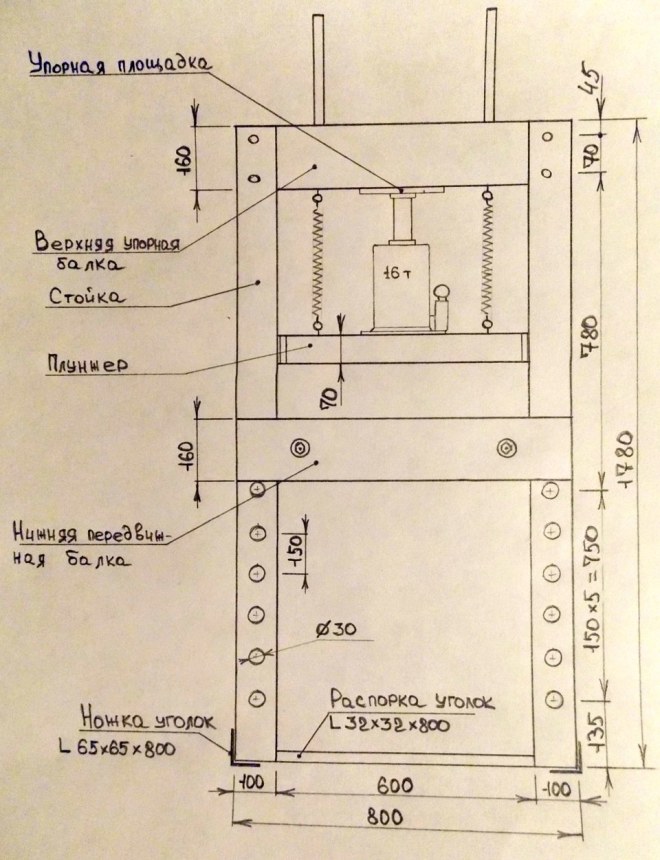 Чертеж самодельного пресса