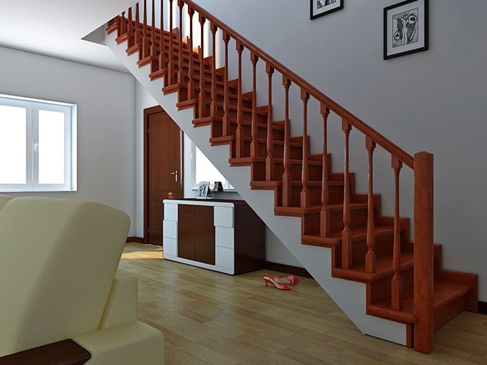 Даже простая прямая лестница способна красиво дополнить интерьер помещения