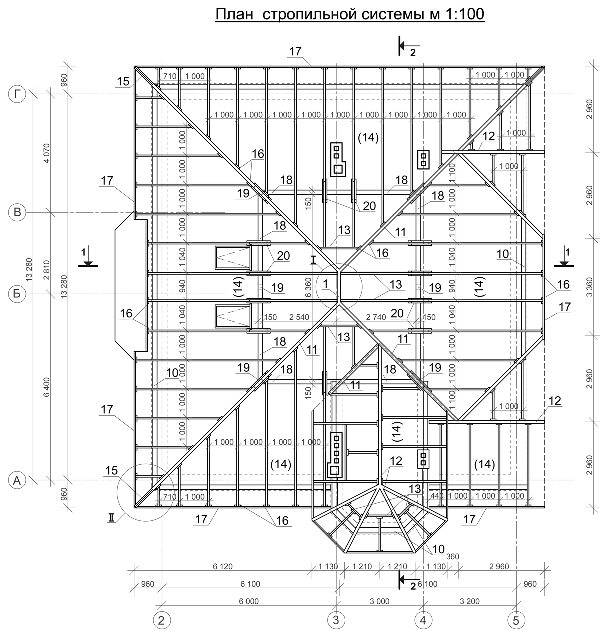 план стропильной системы
