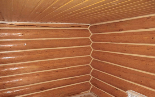 Внутренняя покраска деревянной сауны