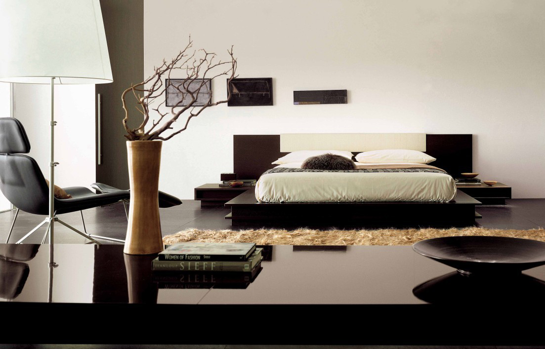 Интерьер современной спальни в японском стиле