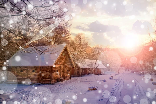 Дом в лесу снег Фея — стоковое фото