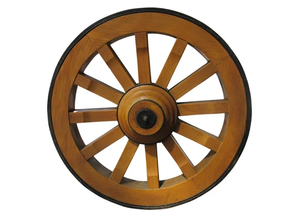 Античный корзину колеса изготовлены из дерева и железа выстроились, изолированные — стоковое фото