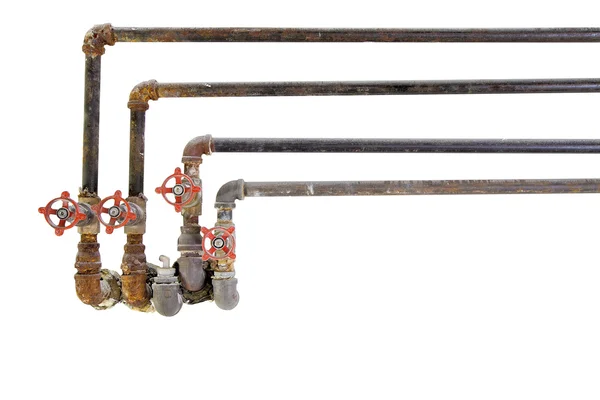 Старые водопроводные трубы с клапанами — стоковое фото