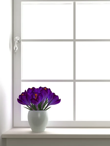 Цветы у окна — стоковое фото