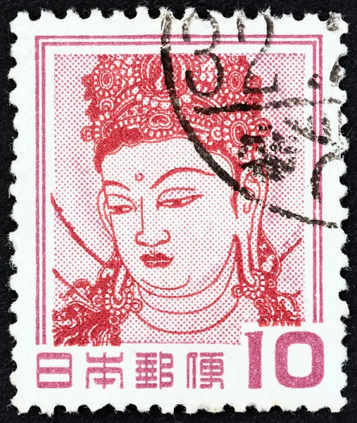 Япония - Circa 1954: Марку, напечатанную в Японии показывает Kannon Bosatsu (деталь настенной живописи, Нара храм), около 1954 — стоковое фото