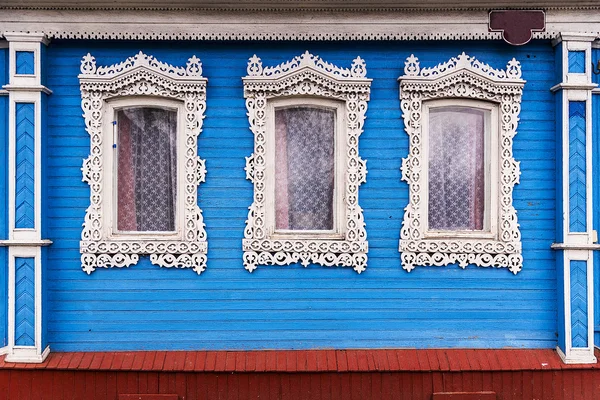 Русский, резные Рамы деревянных домов — стоковое фото