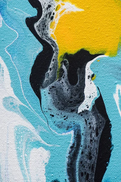 Абстрактный Фон Желтыми Голубыми Акриловая Краска — стоковое фото