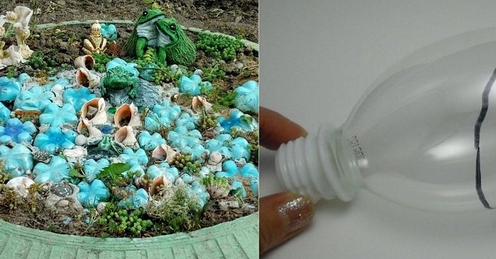украшения для сада из пластиковых бутылок