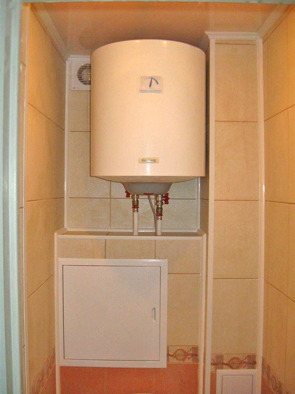 установка водонагревателя в ванной комнате в нишу фото